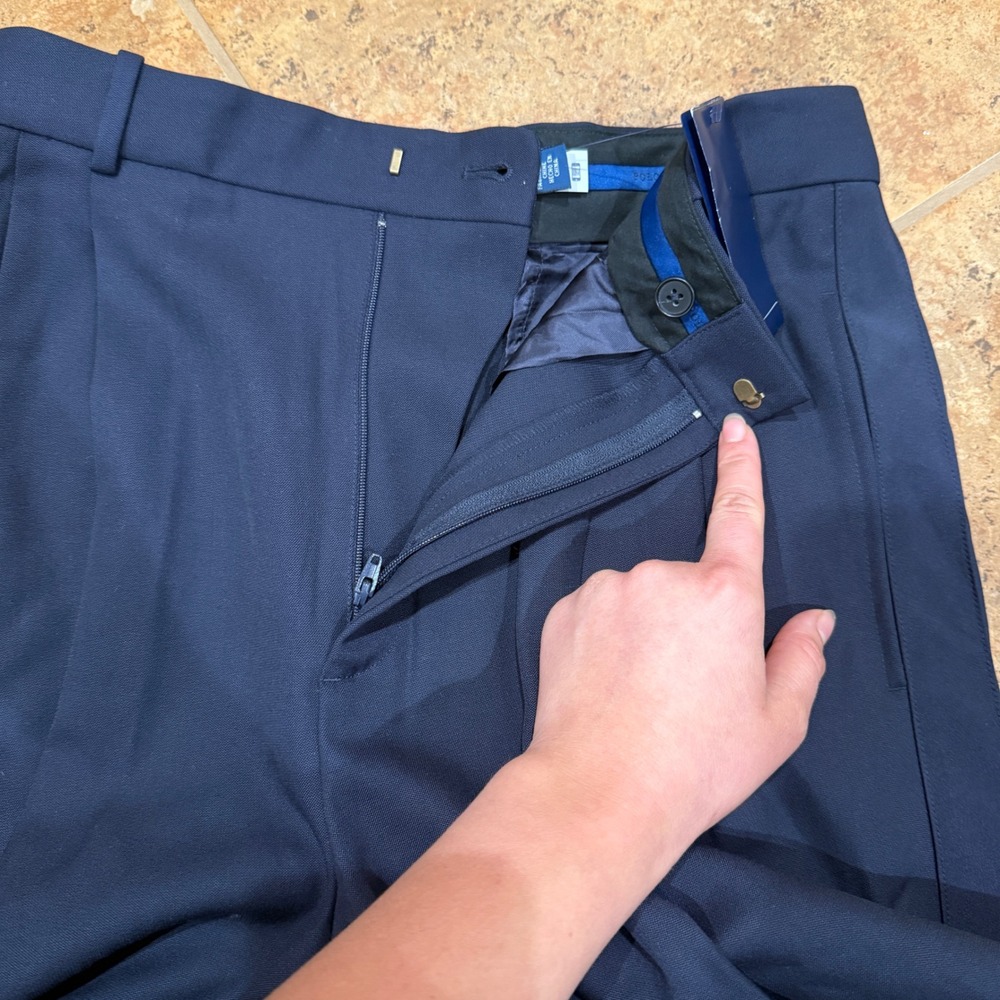 Polo Ralph Lauren Wool Silk Satin Trim Pleated Wide Leg Pants Navy Blue NWT 6 - Picture 9 of 12